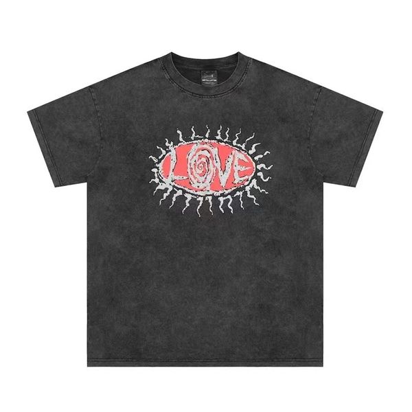 

summer mens t-shirts love letter print oversize vintage frayed streetwear short sleeve, White;black