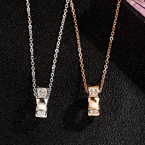 

s925 sterling silver crystal jewelry serpentine interdrill snake bone sweater chain luxury style original buckle bead silver necklace