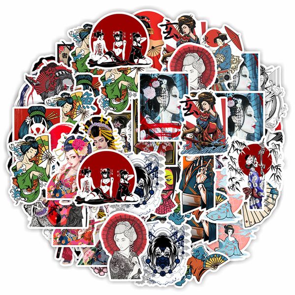 

50pcs-pack japanese geisha stickers wholesale vinyl sticker waterproof lap car scrapbooking water bottle guitar box skateboard jdm luggage d