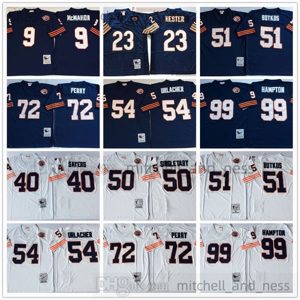 

mitchell and ness college football 99 dan hampton jersey vintage 9 jim mcmahon 40 gale sayers 50 mike singletary 51 dick butkus 54 brian url, Black