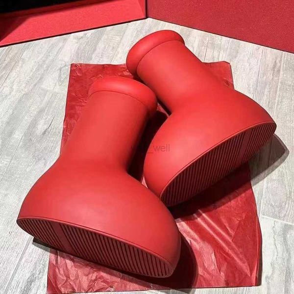 

designer mschf mighty atom cartoon boots big red boot for men women round toe rainboots into real life mens womens cute kneeboots smooth sne, Black