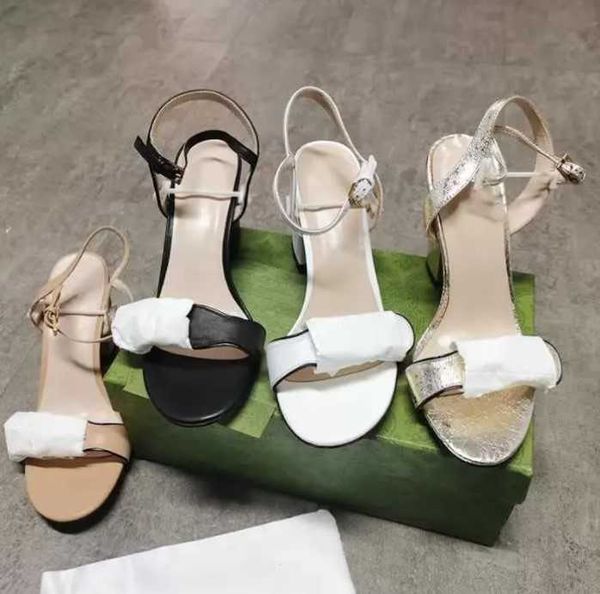

women leather sandals double gold-toned hardware black high-heels ankle strap mid sandal dress wedding shoes party high heeled shoes with bo