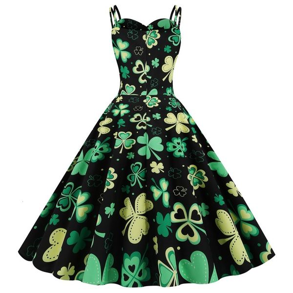 

skirts saint patrick parades irish st patrick s day dress sunday retro lucky you green three leaf shamrock clover dresses a50 230308, Black