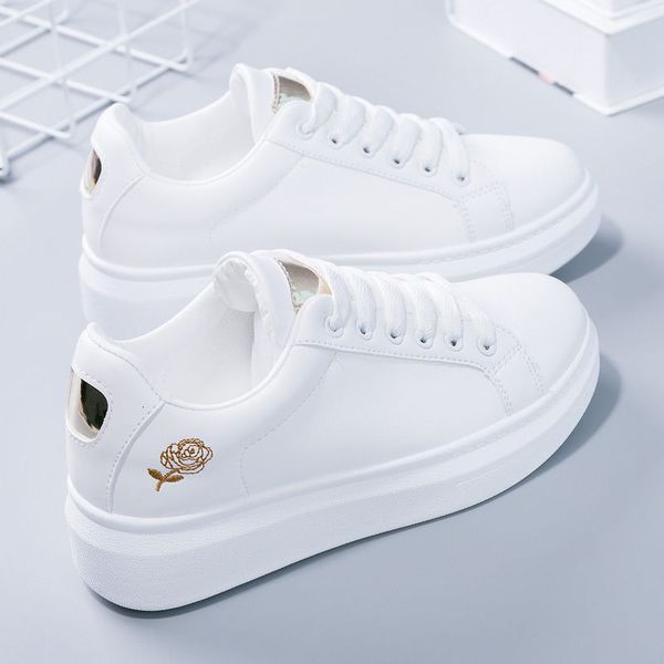 

dress shoes women casual shoes spring white sneakers breathable flower lace-up women sneakers women shoes fashion embroidered 230308, Black
