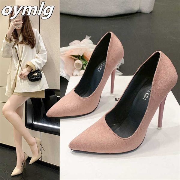 

new suede professional high heels women's stiletto soft bottom all-match commuter pointed toe shallow mouth shoes women 230304, Black