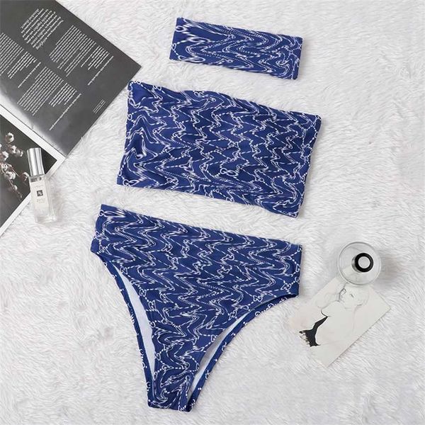 

2023 letter fashion split high waist bikini women's swimsuit, White;black