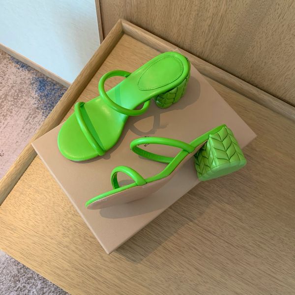 

10a original high-quality sheepskin high-heeled sandals with box luxury designer slippers fashion single light-colored summer slippers large, Black
