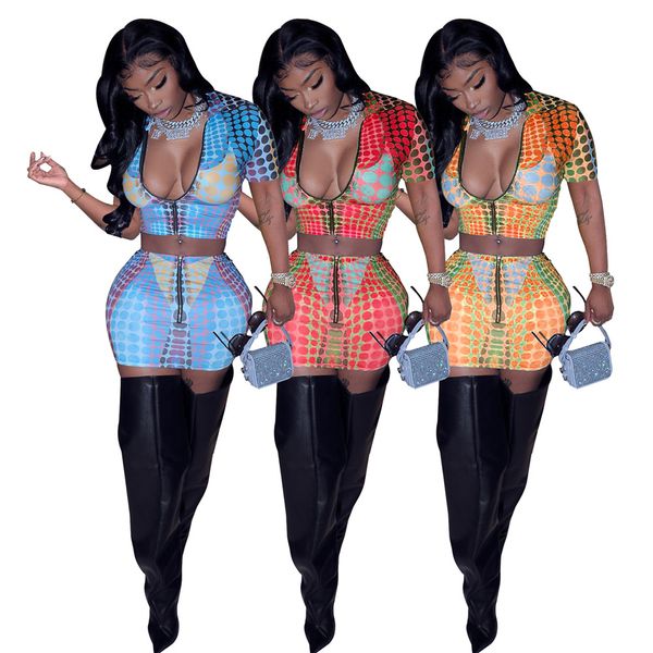 

designer summer dress sets women clothes short sleeve shirt and bodycon mini skirt two piece sets casual print outfits bulk items wholesale, Black;gray