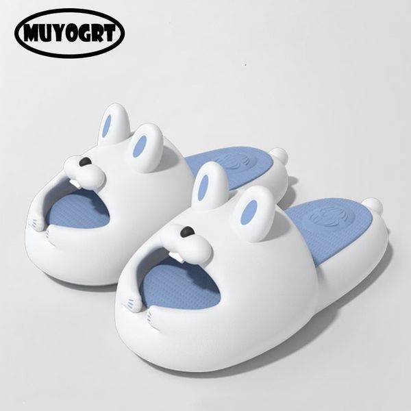

dress shoes summer women cute bunny slippers couple thick bottomed home bathing slipper indoor household shark slides flip flops 230308, Black