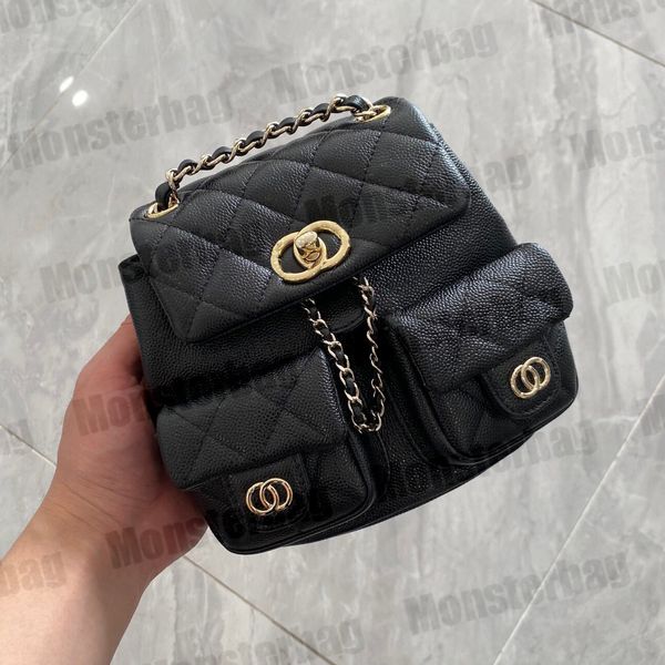 

designer backpack duma small bag luxury grained shiny calfskin chain c plain leather elegant quilted women lady mini shoulder strap