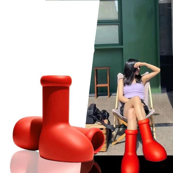 

big boy red boots men women thick bottom non slip booties rubber platform bootie fashion astros boy size with box shoe rain accessories, Black