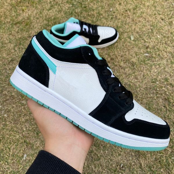 

basketball shoes woman jumpman 1 low white black-island green designer shoes sports sneakers original quality ship with box size eu36-46