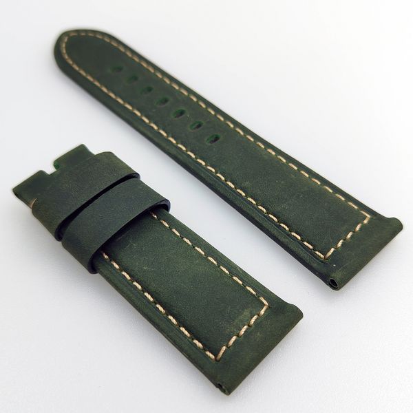 

24 mm - 22 mm green color nubuck calf leather watch band strap fit for pam pam 111 wirst watch, Black;brown