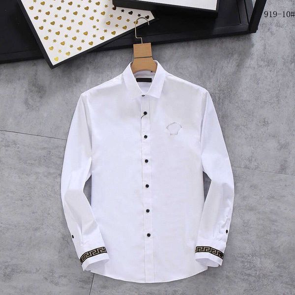 

23ss designer brand long sleeve shirt men spring autumn new embroidery shirt daily casual versatile slim fit temperament business mens shirt, White;black