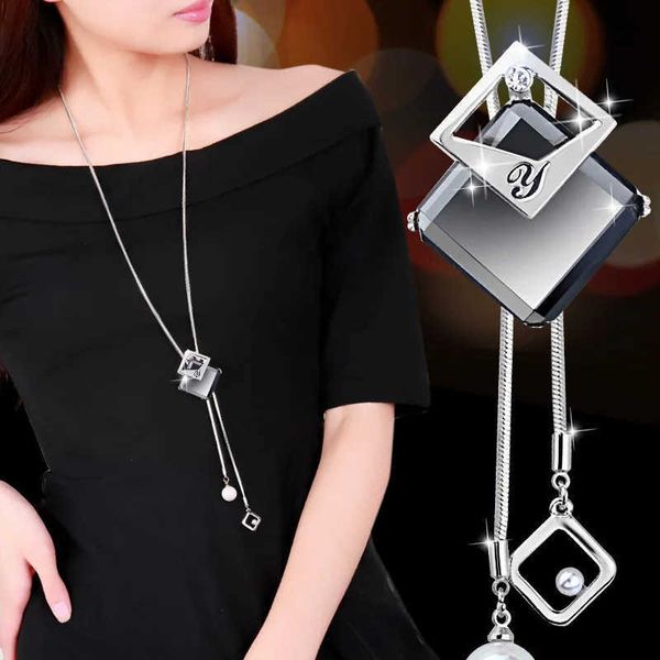 

pendant necklaces statement maxi fashion long necklaces pendants for women fashion geometric necklace jewelry collier femme collar accessori, Silver