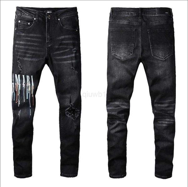 

mens designer jeans star high elastics distressed ripped slim fit motorcycle biker denim for men s fashion black pants030gozg, Blue