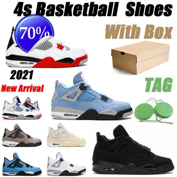 

4 mens basketball shoes 4s black cat 2022 university blue fire red white cement cool grey men trainer sports sneakers d194k
