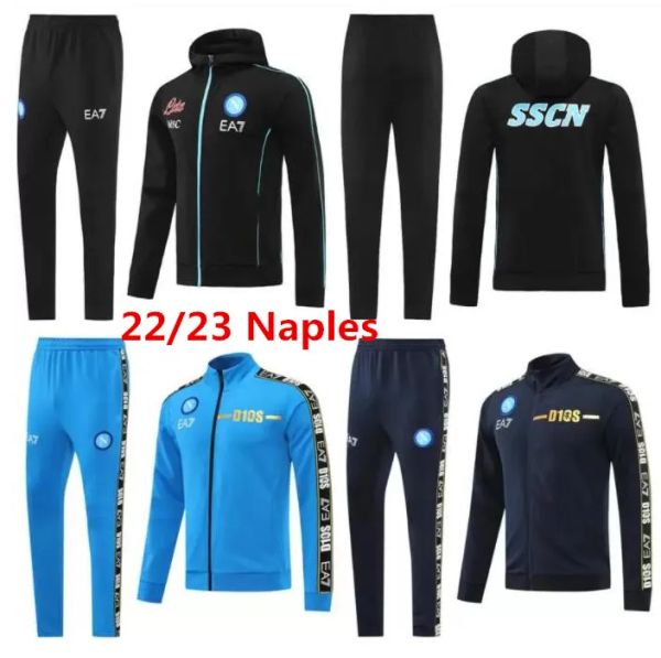 

222 23 ae7 d10s men training suit wear training tuta chandal survetement foot soccer jersey jackets napoli tracksuit soccer jersey kit 2022, Black