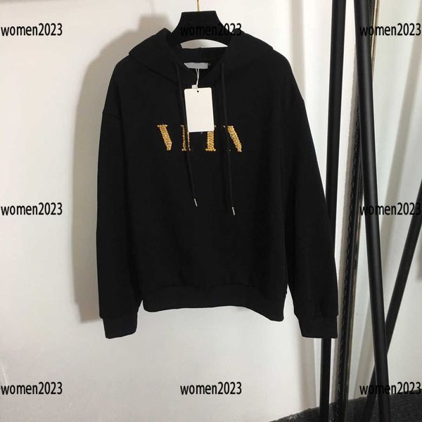 

women hoodie lady sweater size s- 2023 gold diamond lettering design new products comfortable mar01, Black