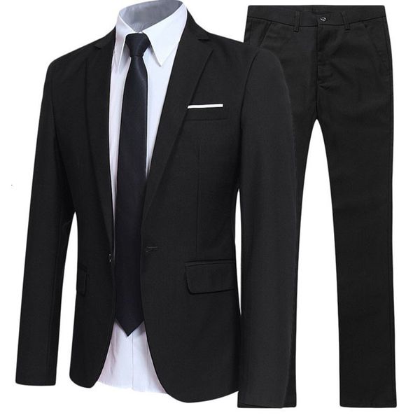 

men's suits blazers men's british style blazers sets men wedding nightclub slim fit fashion suit coats and pants two-piece set 230, White;black