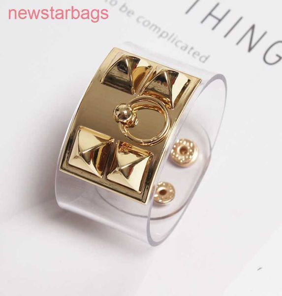 

designer herms bracelet for sale new style street sbetter wide edge rivet h female bracelet gold plated fashion leather couple, Golden;silver