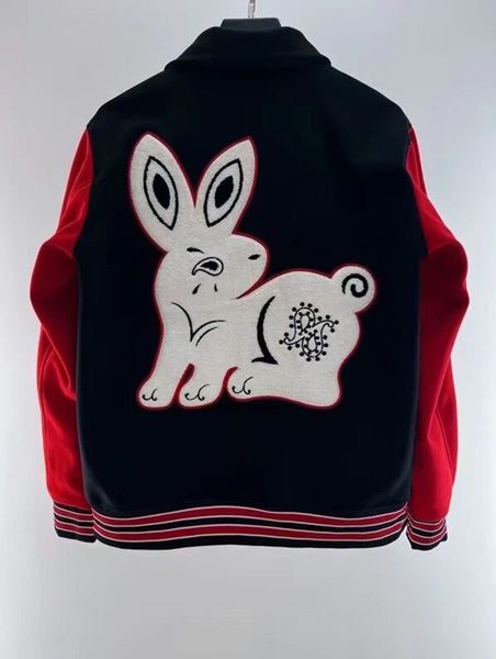 

men's jackets fashion brand men jacket vintage loose long sleeve baseball man's hip hop autumn varsity coat with rabbit patten men, Black;brown