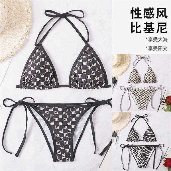 

swimwear 2023 new lace-up bikini split women's set, White;black
