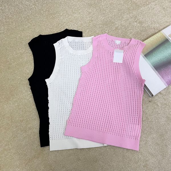 

213 l 2023 autumn sweaters women's pullover black white pink sweater crew neck sleeveless brand same style women's xue68, White;black