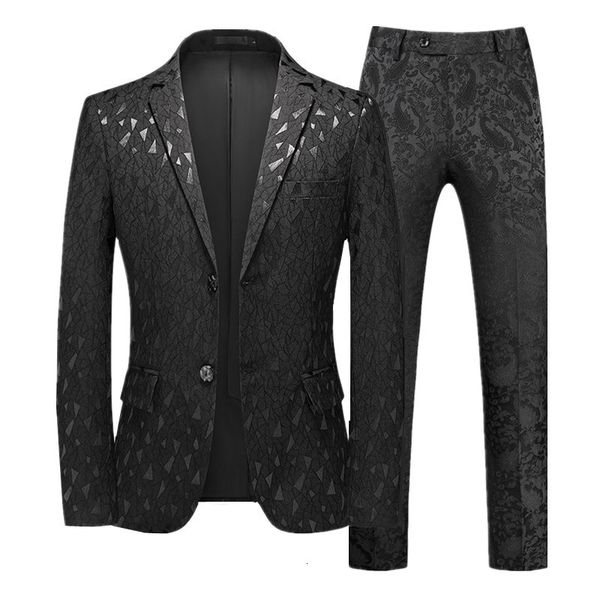 

men's suits blazers fashion brand men's jacquard suit classic black / white fashionable business wedding banquet party dress men b, White;black