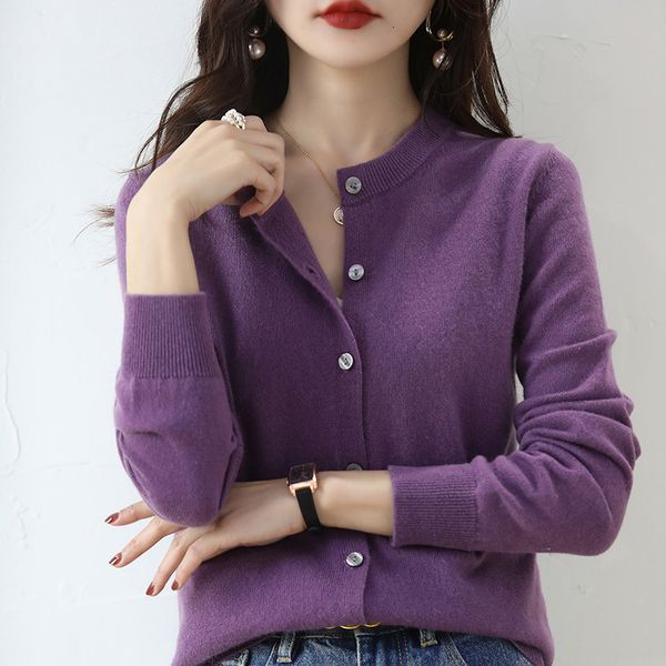 

women's knits tees cashmere women cardigan oneck sweater spring autumn winter female long sleeve wool knitted solid soft 230308, White