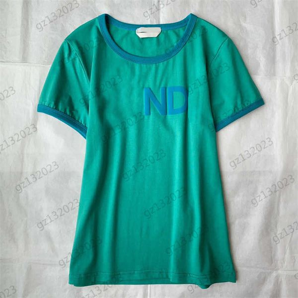 

green t-shirts brand classic letters print stitching bag edge crewneck tee positive shoulder design casual joker short sleeves t-shirts t-s, White