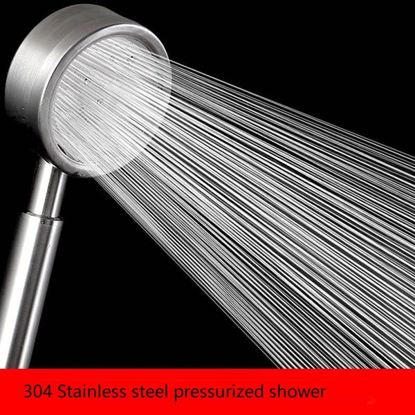 

304 stainless steel handheld shower head set rain shower head bath set round head pressurized nozzle bathroom shower sets