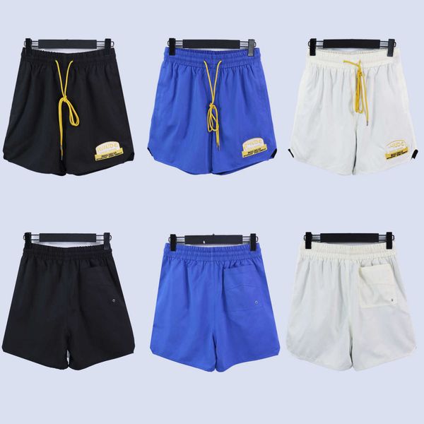 

designer men's shorts highs-version spring and summer new rhude embroidered drawcord highs street casual shorts capris trend, White;black