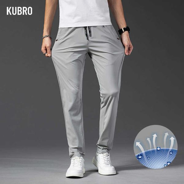 

men's pants kubro 2023 new summer ice silk pants men's thin casual male air conditioning loose drawstring sweatpants sports daily, Black