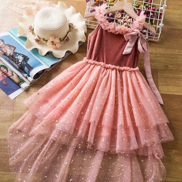 

girl's dresses elegant pink flower girl birthday bow princess dress kids summer new sequin strap mermaid dress baby girl evening party, Red;yellow