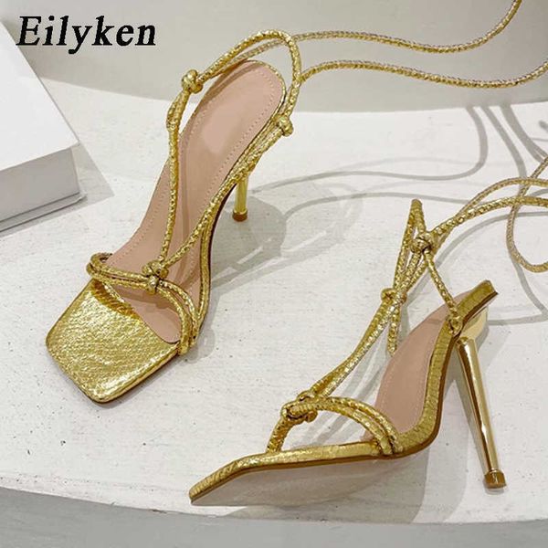 

arrivals summer women's sandals fashion ankle lace-up cross-strap thin high heels square open toe ladies dress shoes 230306, Black