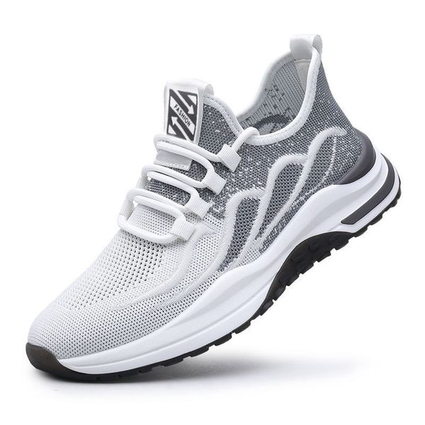 

mens runners shoes grey black breathable fashion mesh outdoor comfortable lace-up knit classic sport man sneakers chaussures shoe