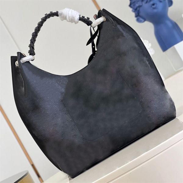 

carmel hobo bag black perforated mahina leather handbag silver-color hardware magnetic closure tote luxury designer bags handbags 2023 new