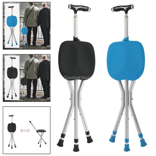 

other health beauty items 2 in 1 folding walking stick tripod with seat 3 legs for mountaineering travel aids 230308