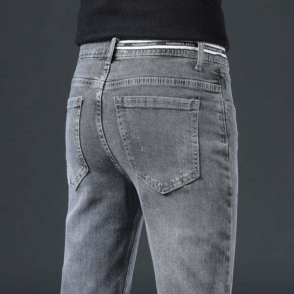

men's jeans spring autumn stretch solid casual slim fit teenagers student men jeans cowboy leisure male youth trousers 230308, Blue