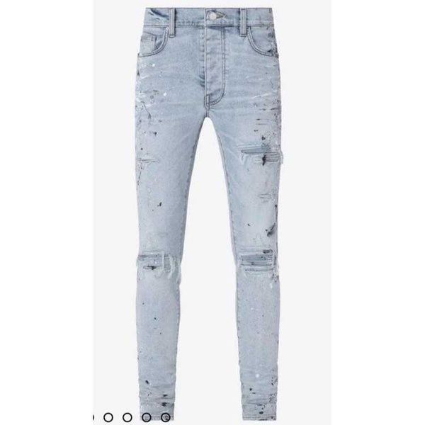 

jeans men pants ammir blue basic men's slim fit high street fashion brand elastic style designer niche ins celebrity casual leisure thr