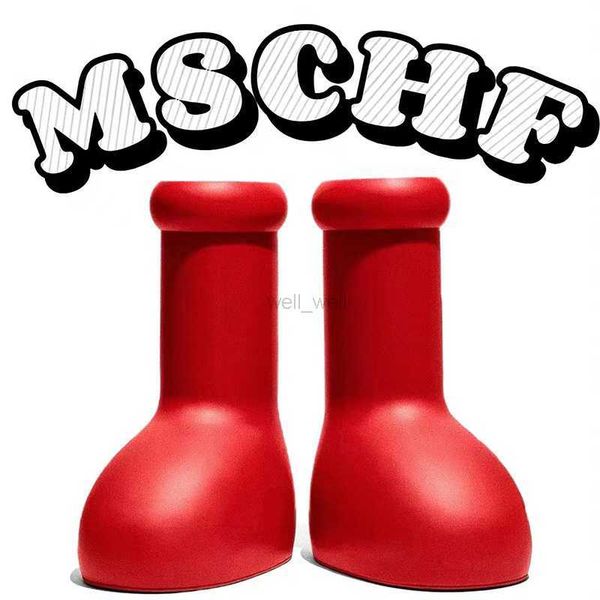 

mschf astro boy boots mens womens big red boot designer thick bottom rubber platform rain bootie oversized booties women luxury knee boot, Black