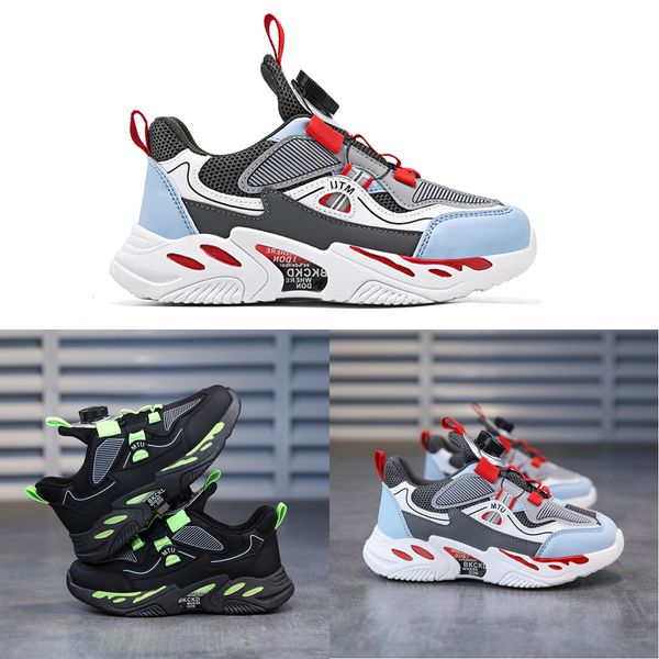 

2023 fashion ale children's shoes pink gray red black green spring rotating button breathable mesh outdoors shoes sneakers color274, White;red