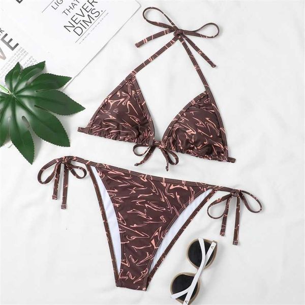 

fashion spoof bikini female swimwear triangle split swimsuit letter, White;black