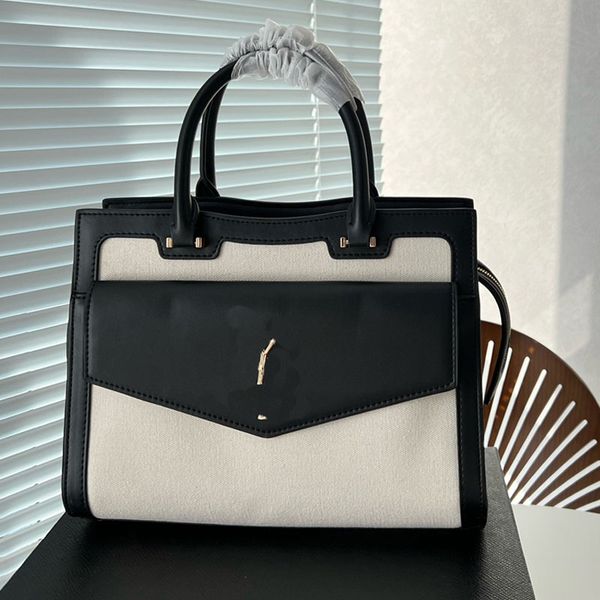 

fashion totes shopping bag women handbag purse genuine leather canvas patchwork crossbody shoulder bags classic letter plain style zipper cl