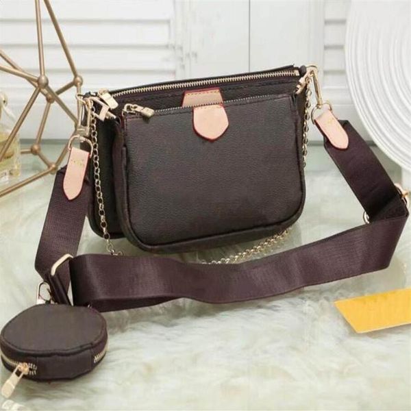 

women favorite mini pochette 3pcs accessories crossbody bag vintag shoulder bags leather multi color straps2715