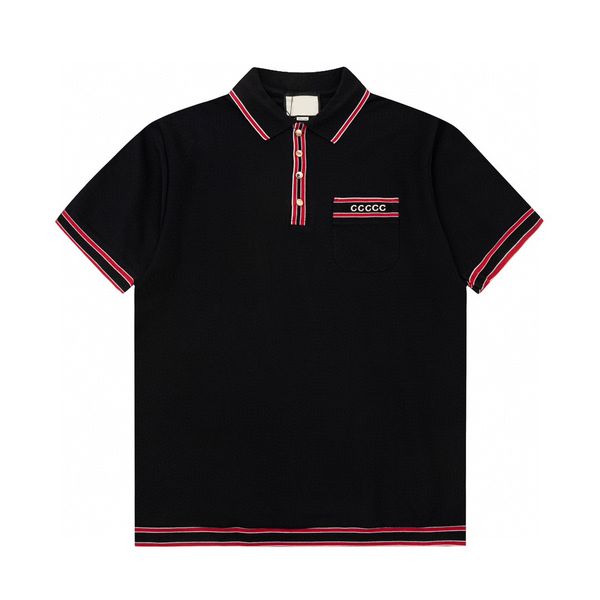 

men's plus tees & polos round neck embroidered and printed polar style summer wear with street pure cotton 11eq2, Black;brown