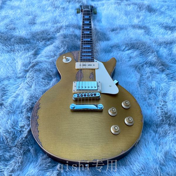 

in stock electric guitar rose wood fingerboard made in china vintage guitar gold dust color