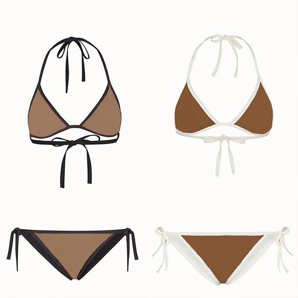 

classics letter bikini set designer two pieces bikinis 2023 halter padded push up swimsuit xl fashion swimwear women biquinis with tags in s, Black