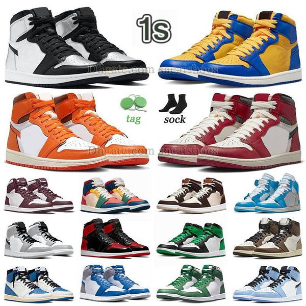 

jumpman 1 high basketball shoes for men sneakers women designe og starfish laney lucky green black sliver toe light smoke grey university bl